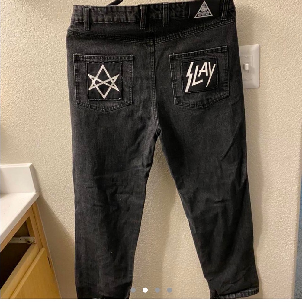 EMO DISTURBIA CUSTOM PATCH JEANS*PERFECT CONDITION* - Picture 2 of 4